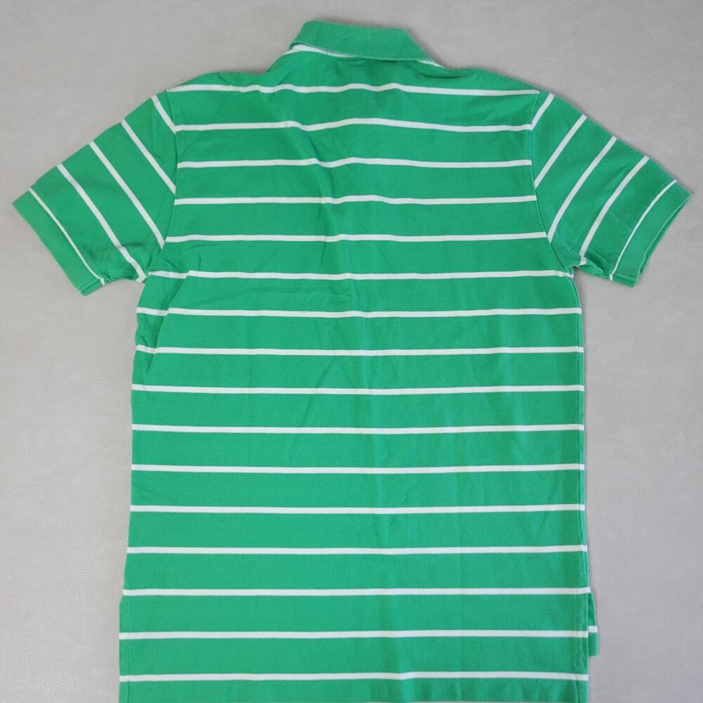 Vtg 90s Mens Ralph Lauren Polo Shirt Medium Green White Striped Short Sleeve - Picture 8 of 8